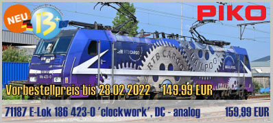 Piko 71187 H0 DC analog E-Lok 186 423-0 clockwork RTB-Cargo