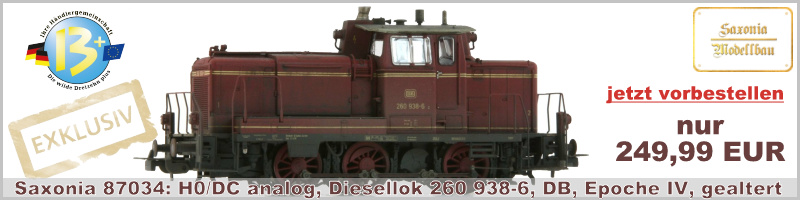 Saxonia Modellbau 87034 H0 DC analog Diesellok 260 938-6, DB, Ep.IV, gealtert