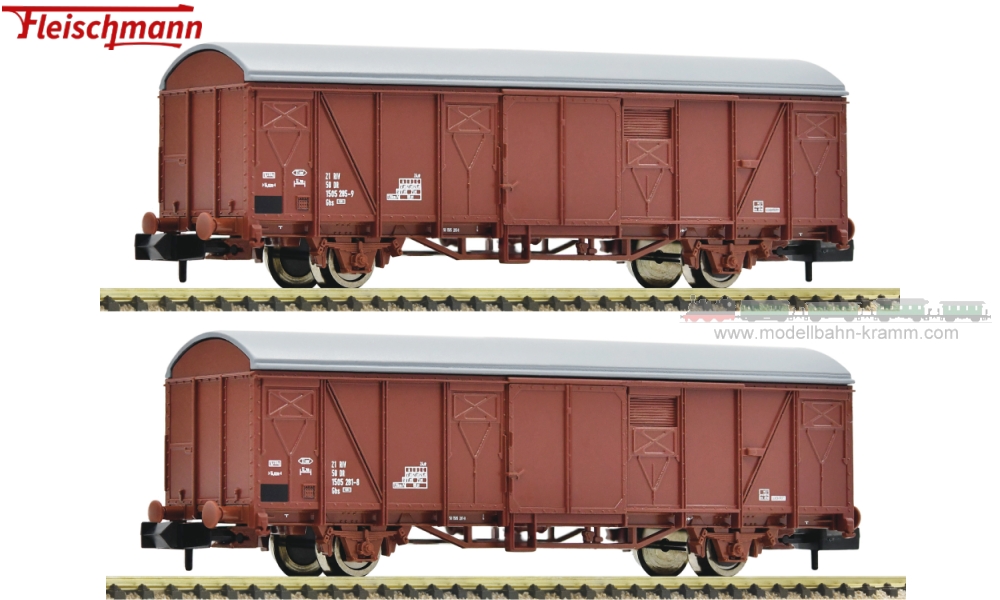 Fleischmann 831515 - N-gauge, 2-piece set: Covered freight cars, DR, Era IV.