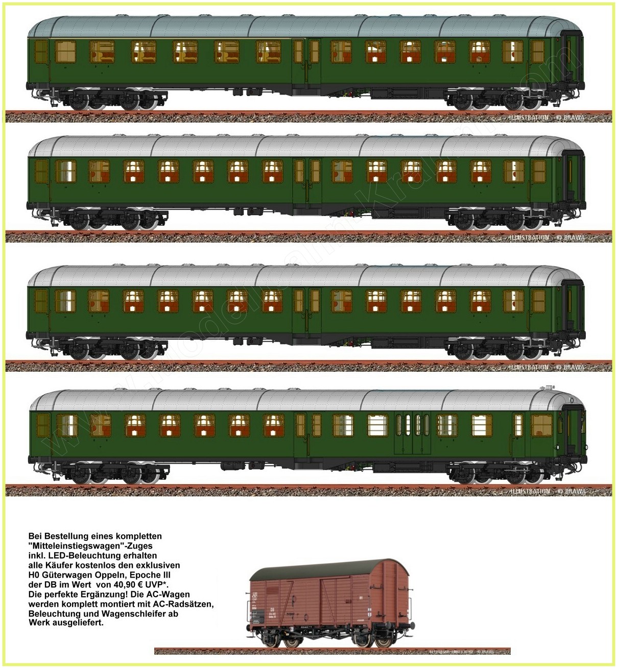 Brawa 45922 - H0 DC Set 5-teilig Personenwagen YL, Epoche-4 der DB