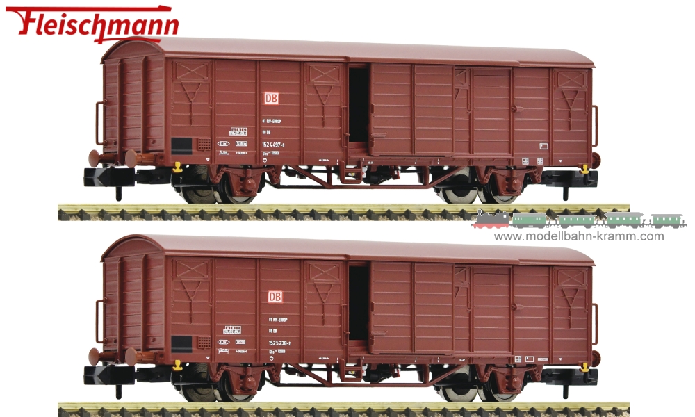 Fleischmann 826213 - N 2-teiliges Set, gedeckte Güterwagen, Epoche V, DB AG
