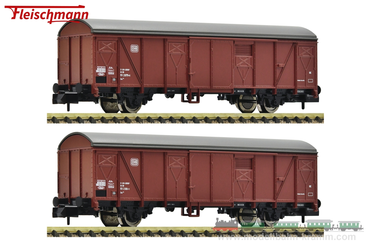 Fleischmann 831514 - N-gauge, 2-part set: Covered freight cars, DB, Era IV