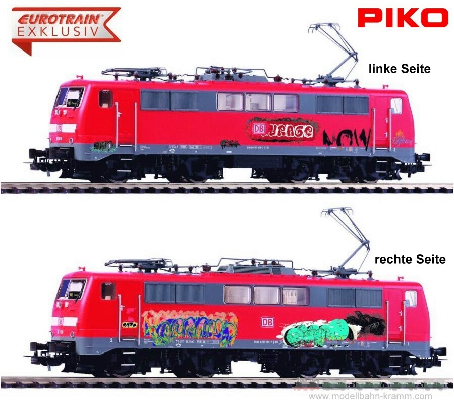 Piko H0-Spur Elektrolokomotive BR 111 mit Graffiti, DB-AG, Epoche VI