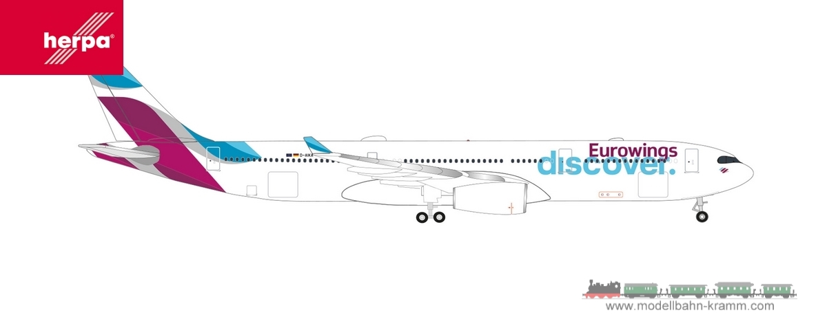 Herpa 536295, EAN 4013150536295: 1:500 Eurowings Discover Airbus A330-300 – D-AIKA