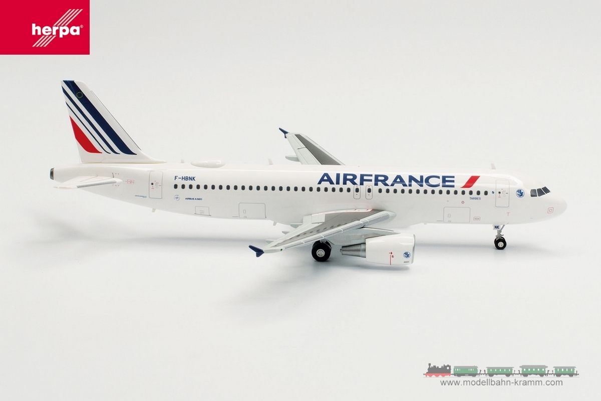 Herpa 572217, EAN 4013150572217: 1:200 Air France Airbus A320 – new 2021 livery – F-HBNK “Tarbes”