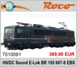 Roco 7510091 H0 DC Sound E-Lok BR 155 007-8 EBS