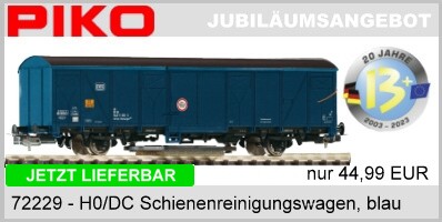 Piko 72229 H0 Schienenreinigungswagen, blau, DB, Ep.IV