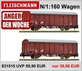 Fleischmann 831515 N 2-tlg. Set: Gedeckte Güterwagen DR