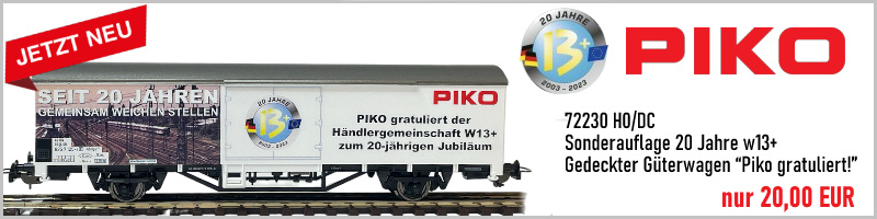 Piko 72230 H0 DC Gedeckter Güterwagen ´Piko gratuliert der w13+ zum 20-jährigen Jubiläum´