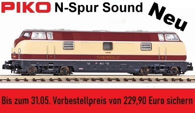 Piko 71607 N Sound, Diesellok V 200 102 Rheingold - creme/rot